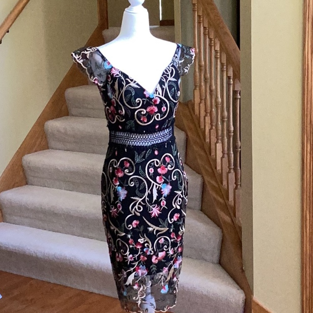 Off the shoulder embroidered mini dress Small NWOT